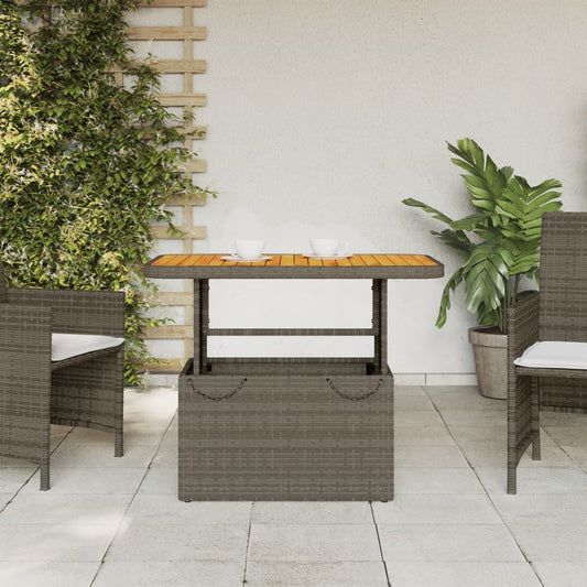 Mesa de Jardín HKH de Ratán y Madera de Acacia - Gris