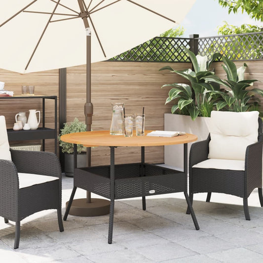 HKH Mesa de Jardim com Tampo de Acácia Ø110x71 Cm Vime Pe - Preto