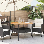 HKH Mesa de Jardim com Tampo de Acácia Ã˜110x71 Cm Vime Pe - Preto