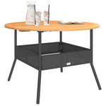 HKH Mesa de Jardim com Tampo de Acácia Ã˜110x71 Cm Vime Pe - Preto