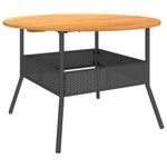 HKH Mesa de Jardim com Tampo de Acácia Ã˜110x71 Cm Vime Pe - Preto