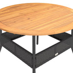 HKH Mesa de Jardim com Tampo de Acácia Ã˜110x71 Cm Vime Pe - Preto