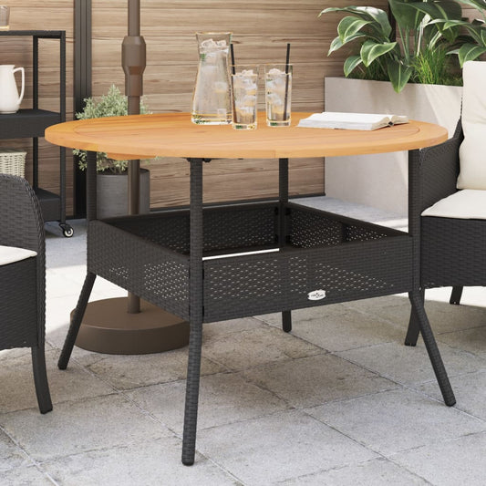 HKH Mesa de Jardim com Tampo de Acácia Ø110x71 Cm Vime Pe - Preto