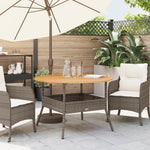 HKH Mesa de jardín con tapa de acacia Ø110x71 cm mimbre PE Gris - Gris