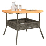 HKH Mesa de jardín con tapa de acacia Ø110x71 cm mimbre PE Gris - Gris