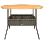 HKH Mesa de jardín con tapa de acacia Ø110x71 cm mimbre PE Gris - Gris