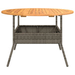 HKH Mesa de jardín con tapa de acacia Ø110x71 cm mimbre PE Gris - Gris