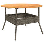 HKH Mesa de jardín con tapa de acacia Ø110x71 cm mimbre PE Gris - Gris