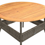 HKH Mesa de jardín con tapa de acacia Ø110x71 cm mimbre PE Gris - Gris