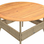 HKH Mesa de Jardim com Tampo de Acácia Ã˜110x71 Cm Vime Pe - Bege