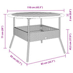 HKH Mesa de Jardim com Tampo de Acácia Ã˜110x71 Cm Vime Pe - Bege