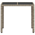 HKH Mesa de Jardín C/ Tapa de Cristal 90x90x75cm Ratán Pie Gris Claro - Gris