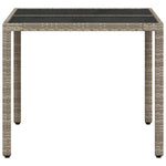 HKH Mesa de Jardín C/ Tapa de Cristal 90x90x75cm Ratán Pie Gris Claro - Gris