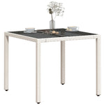 HKH Mesa de Jardim com Tampo de Vidro 90x90x75 Cm Vime Pe - Branco