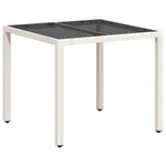 HKH Mesa de Jardim com Tampo de Vidro 90x90x75 Cm Vime Pe - Branco