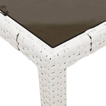 HKH Mesa de Jardim com Tampo de Vidro 90x90x75 Cm Vime Pe - Branco