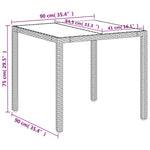 HKH Mesa de Jardim com Tampo de Vidro 90x90x75 Cm Vime Pe - Branco