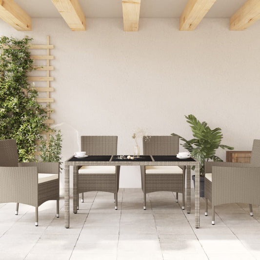 HKH Mesa de Jardim C/ Tampo Vidro 150x90x75 Cm Vime Pe Cinza-claro - Cinzento