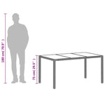 HKH Mesa de Jardim C/ Tampo Vidro 150x90x75 Cm Vime Pe Cinza-claro - Cinzento