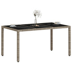 HKH Mesa de Jardim C/ Tampo Vidro 150x90x75 Cm Vime Pe Cinza-claro - Cinzento