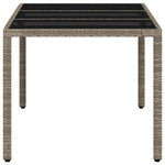 HKH Mesa de Jardim C/ Tampo Vidro 150x90x75 Cm Vime Pe Cinza-claro - Cinzento