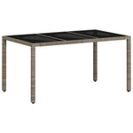 HKH Mesa de Jardim C/ Tampo Vidro 150x90x75 Cm Vime Pe Cinza-claro - Cinzento