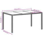 HKH Mesa de Jardim C/ Tampo Vidro 150x90x75 Cm Vime Pe Cinza-claro - Cinzento