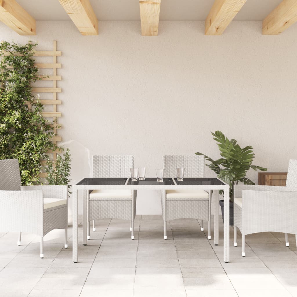 HKH Mesa de Jardim com Tampo de Vidro 150x90x75 Cm Vime Pe - Branco