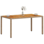 HKH Mesa de Jardim 150x90x75 Cm Vime Pe e Madeira de Acácia - Bege