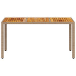 HKH Mesa de Jardim 150x90x75 Cm Vime Pe e Madeira de Acácia - Bege