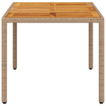 HKH Mesa de Jardim 150x90x75 Cm Vime Pe e Madeira de Acácia - Bege