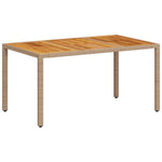 HKH Mesa de Jardim 150x90x75 Cm Vime Pe e Madeira de Acácia - Bege