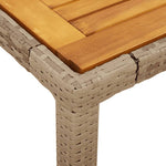 HKH Mesa de Jardim 150x90x75 Cm Vime Pe e Madeira de Acácia - Bege