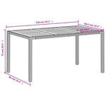 HKH Mesa de Jardim 150x90x75 Cm Vime Pe e Madeira de Acácia - Bege