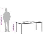 HKH Mesa de Jardim C/ Tampo Vidro 190x90x75 Cm Vime Pe Cinza-claro - Cinzento