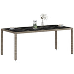 HKH Mesa de Jardim C/ Tampo Vidro 190x90x75 Cm Vime Pe Cinza-claro - Cinzento