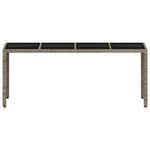 HKH Mesa de Jardim C/ Tampo Vidro 190x90x75 Cm Vime Pe Cinza-claro - Cinzento