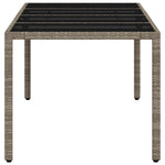 HKH Mesa de Jardim C/ Tampo Vidro 190x90x75 Cm Vime Pe Cinza-claro - Cinzento