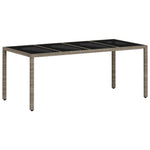 HKH Mesa de Jardim C/ Tampo Vidro 190x90x75 Cm Vime Pe Cinza-claro - Cinzento