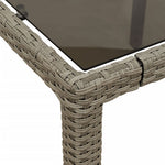 HKH Mesa de Jardim C/ Tampo Vidro 190x90x75 Cm Vime Pe Cinza-claro - Cinzento