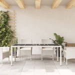 HKH Mesa de Jardín con Tapa de Vidrio 190x90x75 Cm Mimbre PE - Blanco