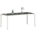 HKH Mesa de Jardín con Tapa de Vidrio 190x90x75 Cm Mimbre PE - Blanco