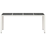 HKH Mesa de Jardín con Tapa de Vidrio 190x90x75 Cm Mimbre PE - Blanco