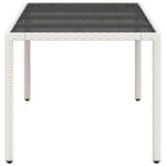 HKH Mesa de Jardín con Tapa de Vidrio 190x90x75 Cm Mimbre PE - Blanco