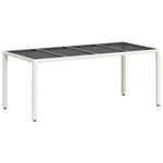 HKH Mesa de Jardín con Tapa de Vidrio 190x90x75 Cm Mimbre PE - Blanco