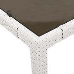 HKH Mesa de Jardín con Tapa de Vidrio 190x90x75 Cm Mimbre PE - Blanco