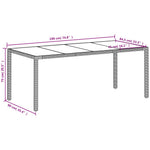HKH Mesa de Jardín con Tapa de Vidrio 190x90x75 Cm Mimbre PE - Blanco