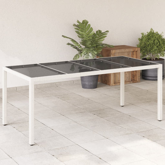 HKH Mesa de Jardim com Tampo de Vidro 190x90x75 Cm Vime Pe - Branco
