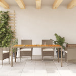HKH Mesa de Jardim 190x90x75 Cm Vime Pe e Madeira de Maciça - Bege