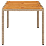 HKH Mesa de Jardim 190x90x75 Cm Vime Pe e Madeira de Maciça - Bege